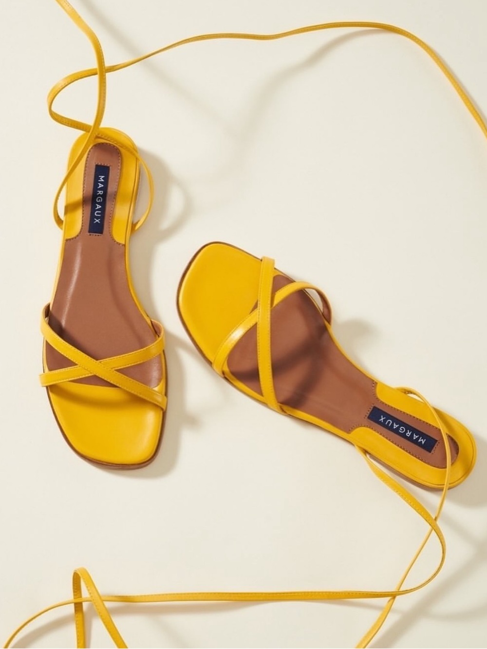 Margaux Bright Yellow Lace-Up Strappy Sandals